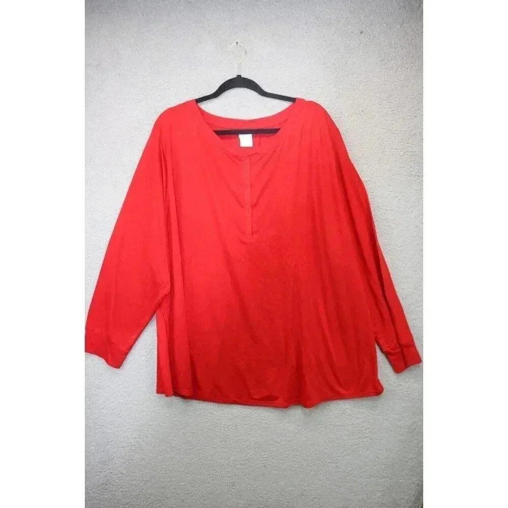 Stars Above Red Long Sleeve Sleepshirt-Size 4X-New w/Tags-Snaps